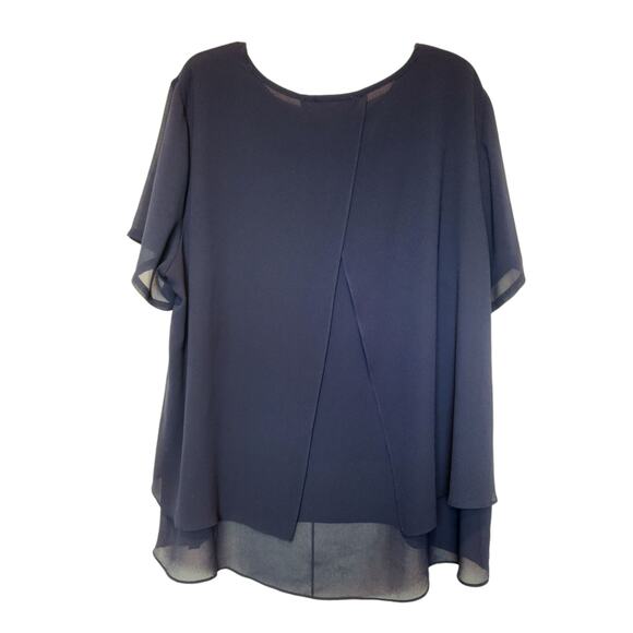 Michael Kors Women’s Plus 2X Navy Blue Blouse 100% Polyester Machine Washable - Picture 2 of 7